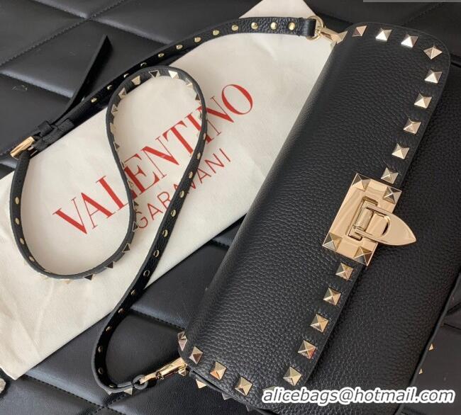 Trendy Design Valentino Rockstud crossbody bag in grainy calfskin with iconic hook 5070 Black 2024