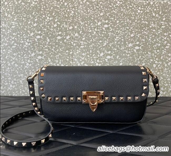 Trendy Design Valentino Rockstud crossbody bag in grainy calfskin with iconic hook 5070 Black 2024