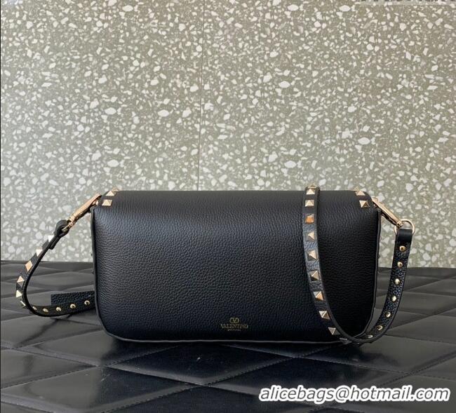Trendy Design Valentino Rockstud crossbody bag in grainy calfskin with iconic hook 5070 Black 2024