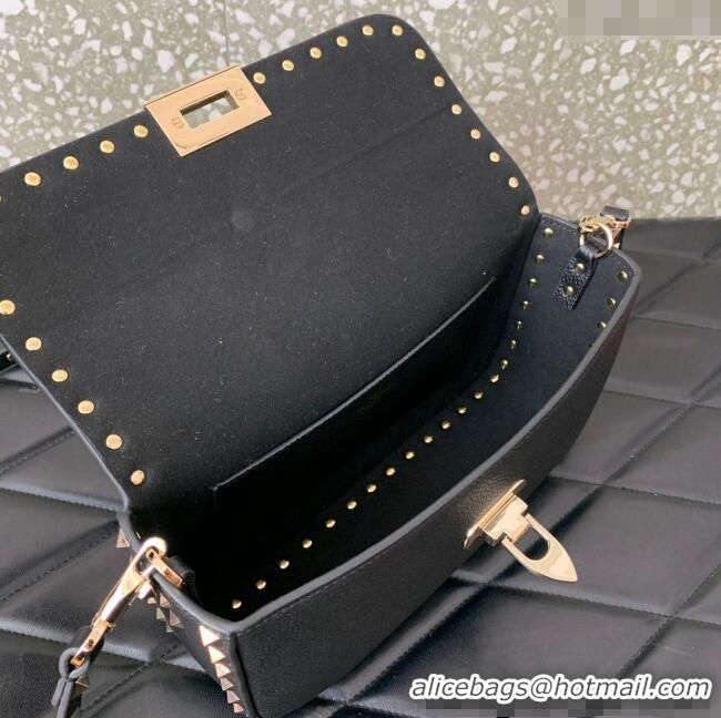 Trendy Design Valentino Rockstud crossbody bag in grainy calfskin with iconic hook 5070 Black 2024