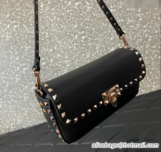 Trendy Design Valentino Rockstud crossbody bag in grainy calfskin with iconic hook 5070 Black 2024