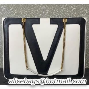Best Quality Valentino Viva Superstar Large Nappa Leather Shopping Bag with Maxi VLogo 0012 Black/White 2025