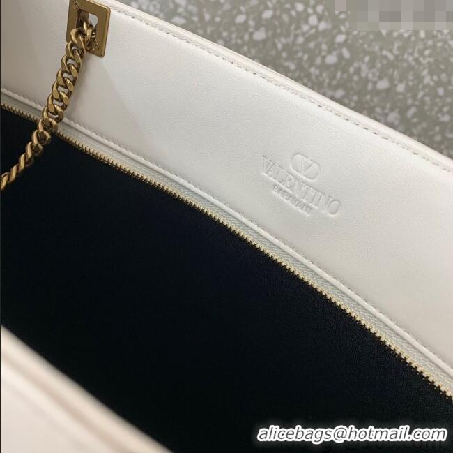 Best Quality Valentino Viva Superstar Large Nappa Leather Shopping Bag with Maxi VLogo 0012 Black/White 2025