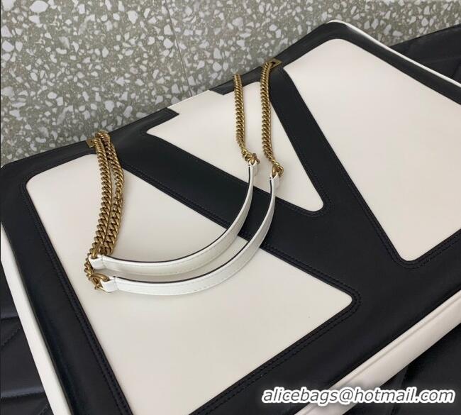 Best Quality Valentino Viva Superstar Large Nappa Leather Shopping Bag with Maxi VLogo 0012 Black/White 2025