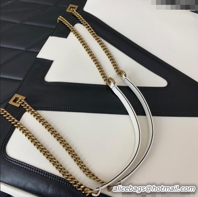 Best Quality Valentino Viva Superstar Large Nappa Leather Shopping Bag with Maxi VLogo 0012 Black/White 2025