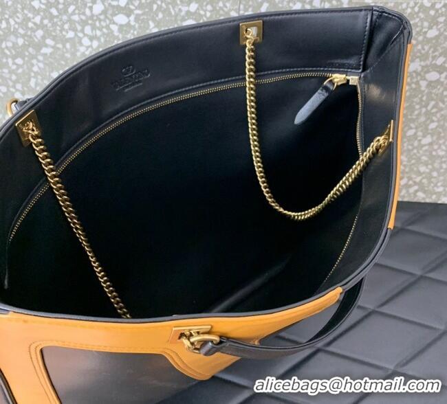 Discount Valentino Viva Superstar Large Nappa Leather Shopping Bag with Maxi VLogo 0012 Black/Brown 2025