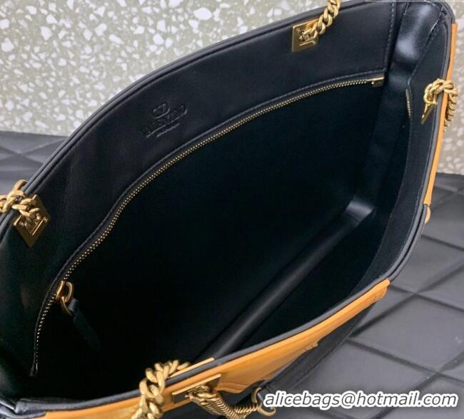 Inexpensive Valentino Viva Superstar Medium Nappa Leather Shopping Bag with Maxi VLogo 0013 Black/Brown 2025
