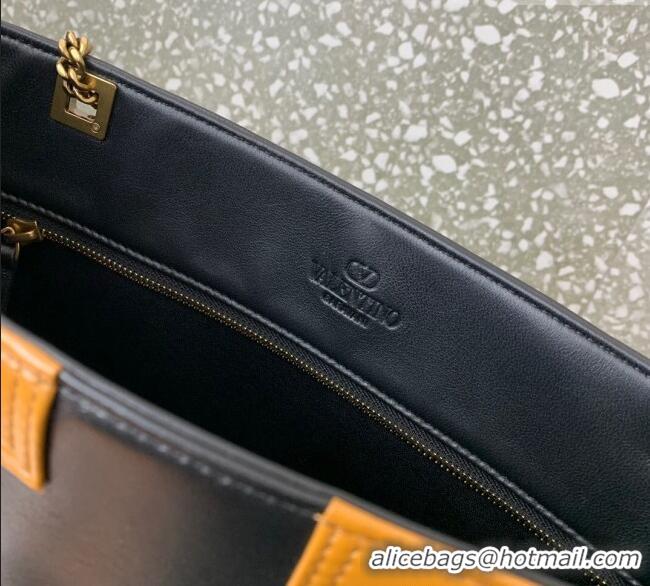 Inexpensive Valentino Viva Superstar Medium Nappa Leather Shopping Bag with Maxi VLogo 0013 Black/Brown 2025