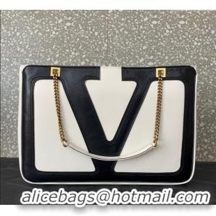 Best Price Valentino Viva Superstar Medium Nappa Leather Shopping Bag with Maxi VLogo 0013 Black/White 2025