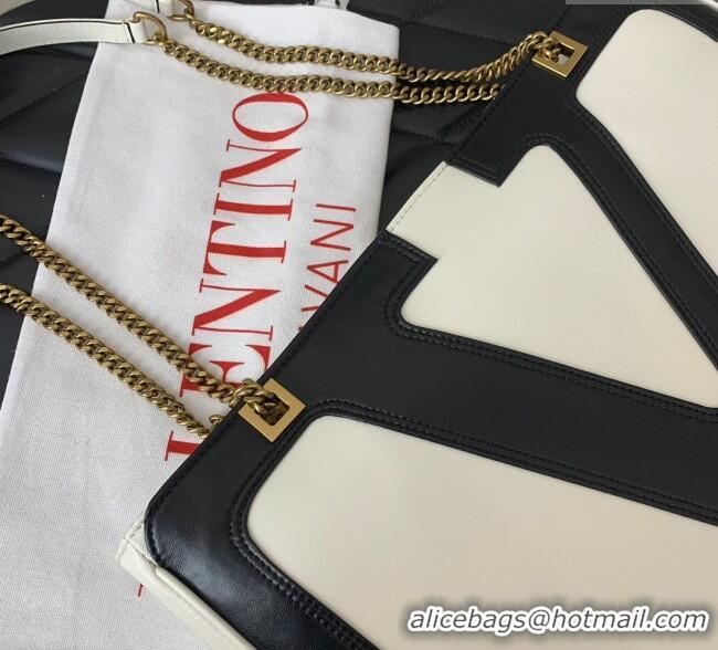Best Price Valentino Viva Superstar Medium Nappa Leather Shopping Bag with Maxi VLogo 0013 Black/White 2025