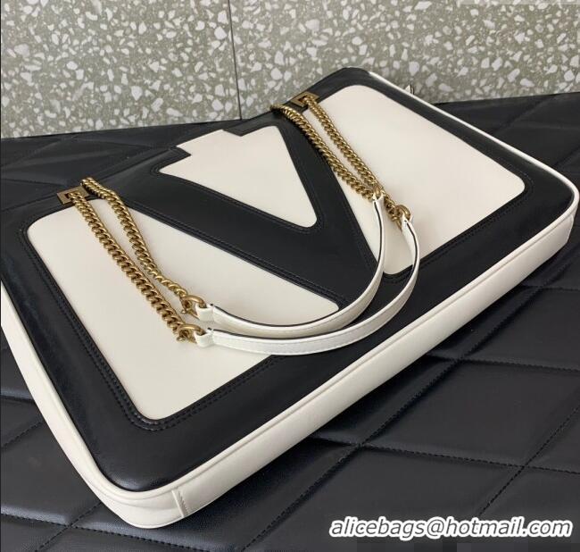 Best Price Valentino Viva Superstar Medium Nappa Leather Shopping Bag with Maxi VLogo 0013 Black/White 2025