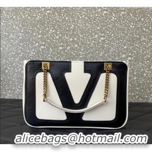 Cheap Grade Valentino Viva Superstar Small Nappa Leather Shopping Bag with Maxi VLogo 0014 Black/White 2025