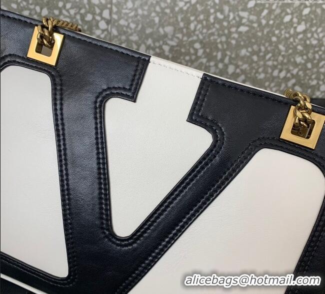 Cheap Grade Valentino Viva Superstar Small Nappa Leather Shopping Bag with Maxi VLogo 0014 Black/White 2025