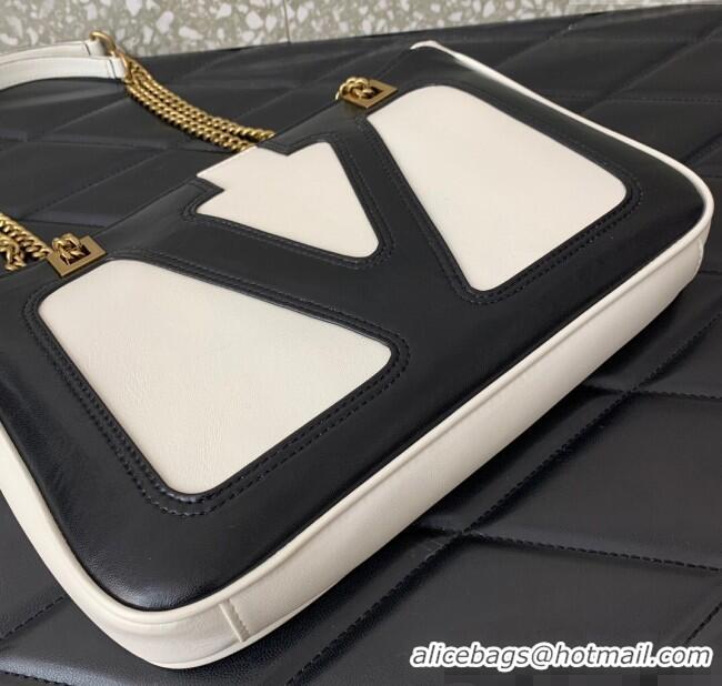 Cheap Grade Valentino Viva Superstar Small Nappa Leather Shopping Bag with Maxi VLogo 0014 Black/White 2025