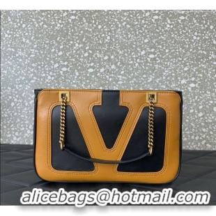 Best Price Valentino Viva Superstar Small Nappa Leather Shopping Bag with Maxi VLogo 0014 Black/Brown 2025