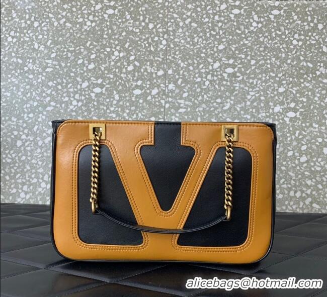 Best Price Valentino Viva Superstar Small Nappa Leather Shopping Bag with Maxi VLogo 0014 Black/Brown 2025