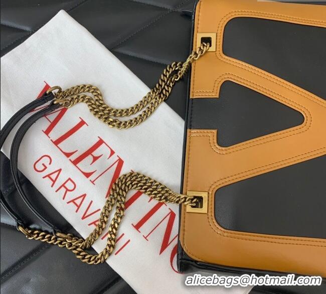 Best Price Valentino Viva Superstar Small Nappa Leather Shopping Bag with Maxi VLogo 0014 Black/Brown 2025