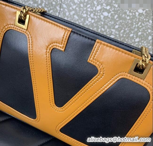 Best Price Valentino Viva Superstar Small Nappa Leather Shopping Bag with Maxi VLogo 0014 Black/Brown 2025