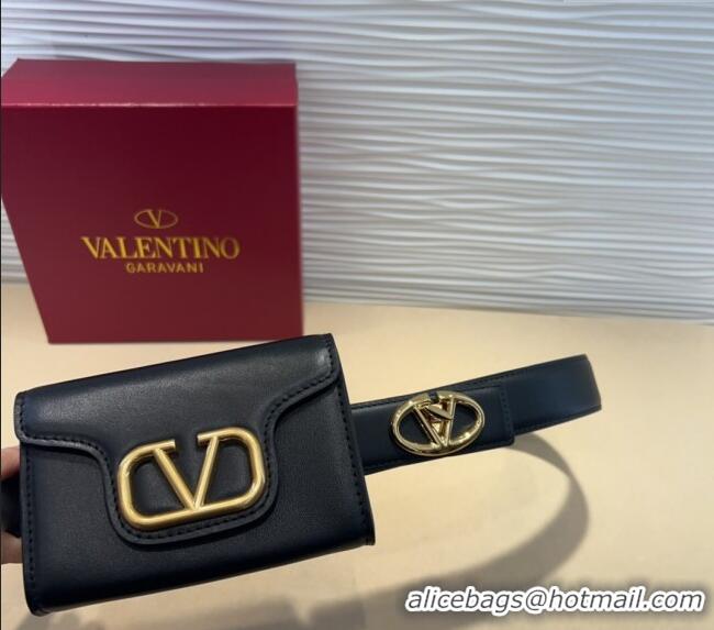 Grade Promotional Valentino VLogo Signature Leather Belt 7054 Black 2025
