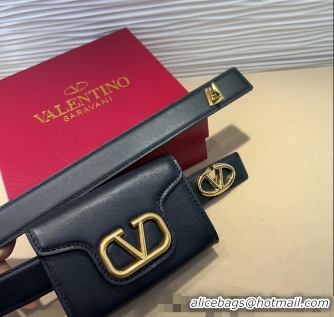 Grade Promotional Valentino VLogo Signature Leather Belt 7054 Black 2025