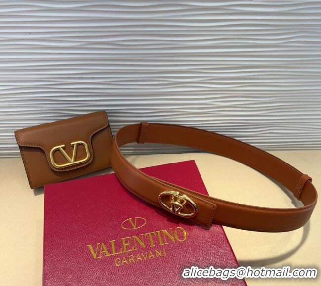 Promotional Valentino VLogo Signature Leather Belt 7054 Brown 2025