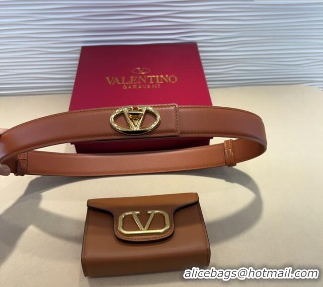 Promotional Valentino VLogo Signature Leather Belt 7054 Brown 2025