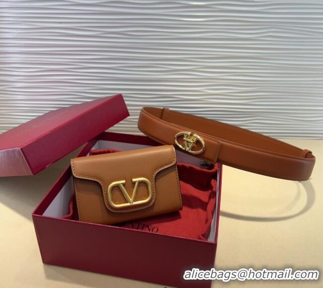 Promotional Valentino VLogo Signature Leather Belt 7054 Brown 2025