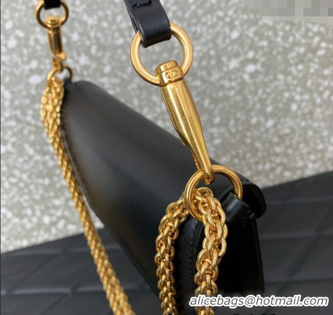 Famous Brand Valentino Loco Small Shoulder Bag in Calfskin Leather with Jewel Logo 5061 Black 2025