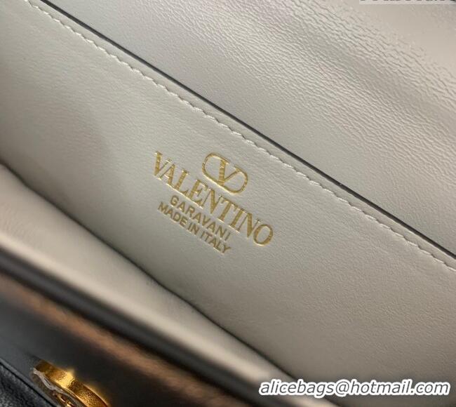 Low Cost Valentino Loco Small Shoulder Bag in Laminated Calfskin with Jewel Logo 5061 Silver 2025