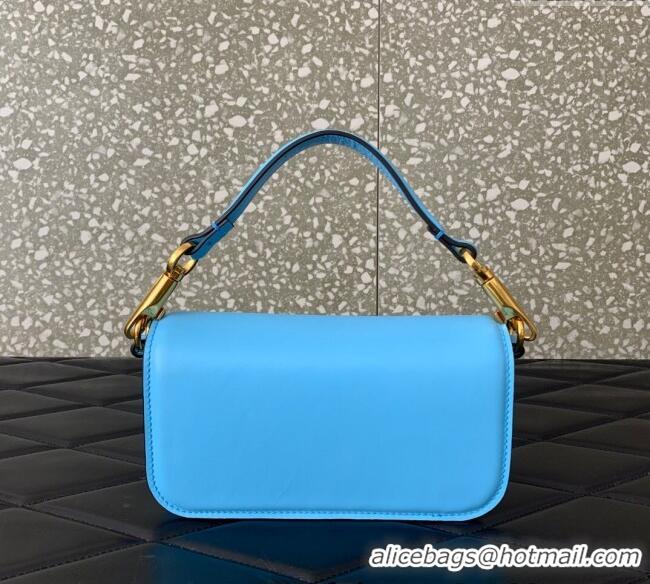 Hot Sell Cheap Valentino Loco Small Shoulder Bag in Calfskin Leather with Jewel Logo 5061 Light Blue 2025