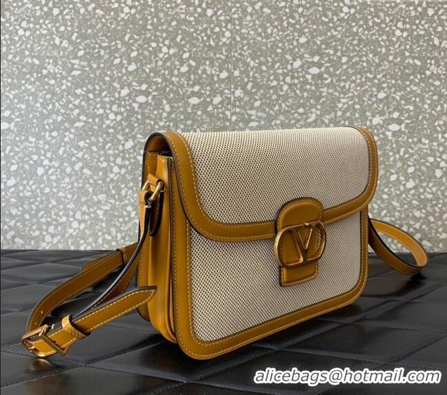 Free Shipping Valentino 9TO5 Shoulder Bag in Canvas and Calfskin V2015 Yellow/Beige 2025