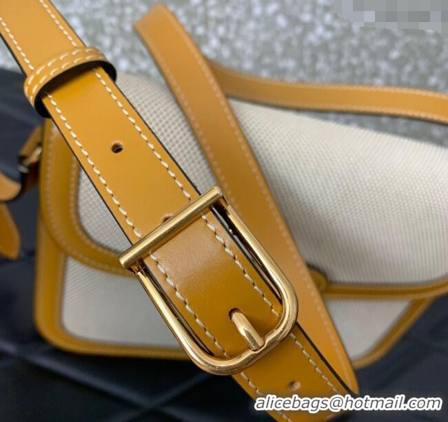 Free Shipping Valentino 9TO5 Shoulder Bag in Canvas and Calfskin V2015 Yellow/Beige 2025