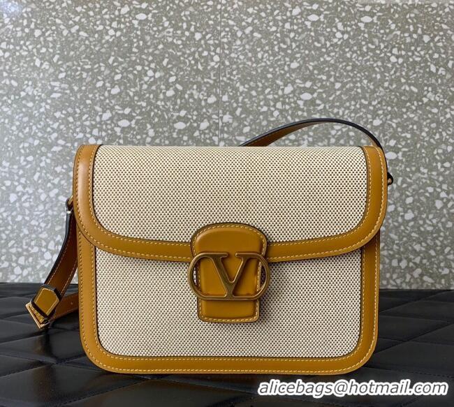 Free Shipping Valentino 9TO5 Shoulder Bag in Canvas and Calfskin V2015 Yellow/Beige 2025