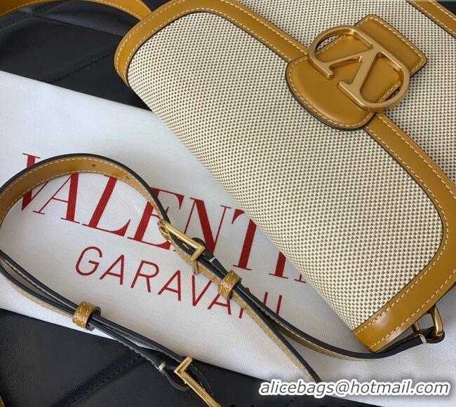 Free Shipping Valentino 9TO5 Shoulder Bag in Canvas and Calfskin V2015 Yellow/Beige 2025