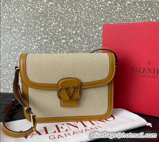 Free Shipping Valentino 9TO5 Shoulder Bag in Canvas and Calfskin V2015 Yellow/Beige 2025
