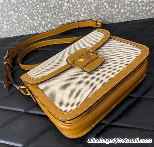 Free Shipping Valentino 9TO5 Shoulder Bag in Canvas and Calfskin V2015 Yellow/Beige 2025