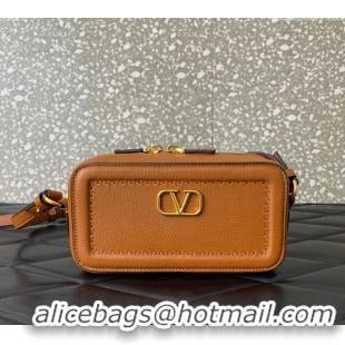 Buy Discount Valentino Alltime Mini Shoulder Bag in Grainy Calfskin 6205 Brown 2025