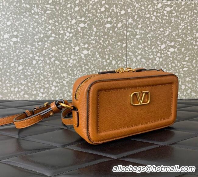 Buy Discount Valentino Alltime Mini Shoulder Bag in Grainy Calfskin 6205 Brown 2025
