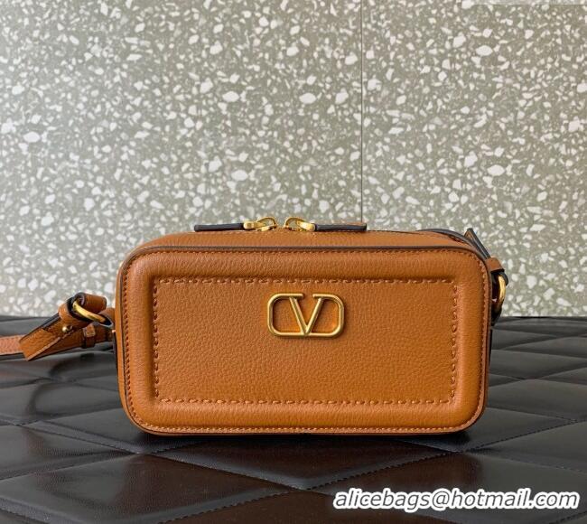 Buy Discount Valentino Alltime Mini Shoulder Bag in Grainy Calfskin 6205 Brown 2025