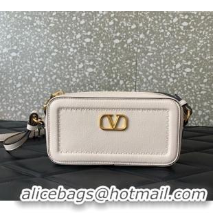 Luxury Cheap Valentino Alltime Mini Shoulder Bag in Grainy Calfskin 6205 White 2025