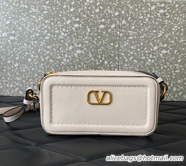 Luxury Cheap Valentino Alltime Mini Shoulder Bag in Grainy Calfskin 6205 White 2025