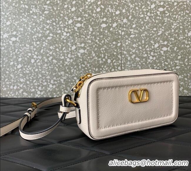 Luxury Cheap Valentino Alltime Mini Shoulder Bag in Grainy Calfskin 6205 White 2025
