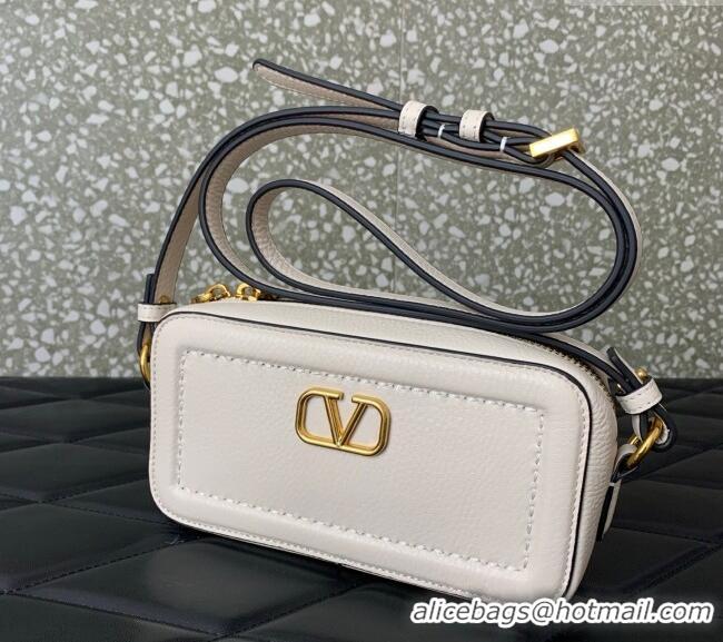 Luxury Cheap Valentino Alltime Mini Shoulder Bag in Grainy Calfskin 6205 White 2025
