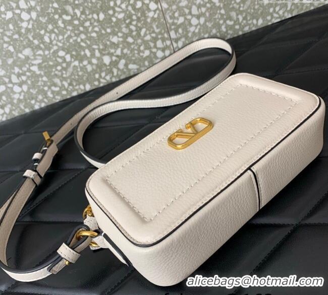Luxury Cheap Valentino Alltime Mini Shoulder Bag in Grainy Calfskin 6205 White 2025