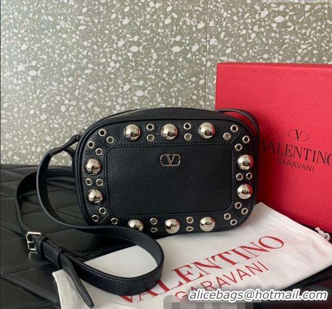 Low Cost Valentino Nellcote Crossbody Bag in Grainy Calfskin with Ball Studs 6207 Black 2025