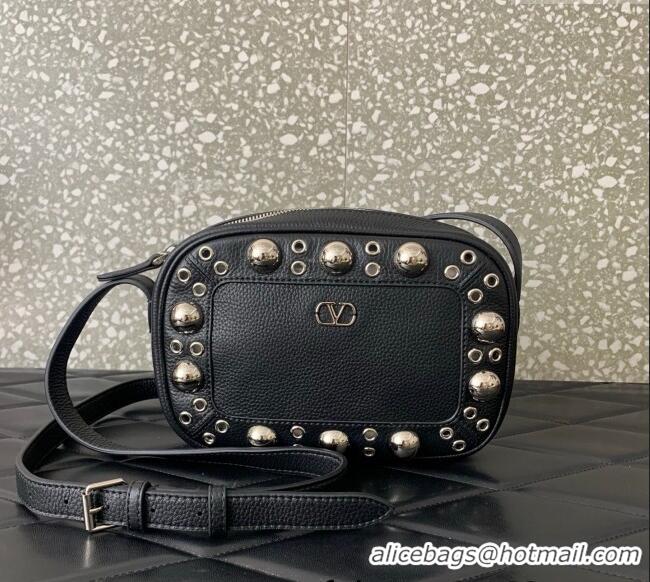 Low Cost Valentino Nellcote Crossbody Bag in Grainy Calfskin with Ball Studs 6207 Black 2025
