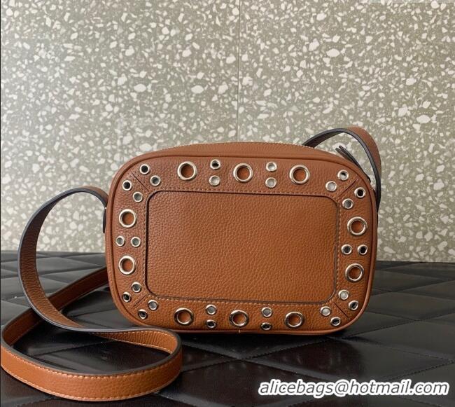 Promotional Valentino Nellcote Crossbody Bag in Grainy Calfskin with Ball Studs 6207 Brown 2025