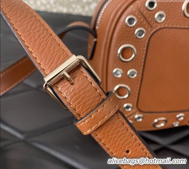 Promotional Valentino Nellcote Crossbody Bag in Grainy Calfskin with Ball Studs 6207 Brown 2025