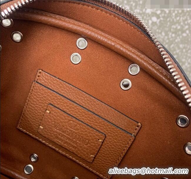 Promotional Valentino Nellcote Crossbody Bag in Grainy Calfskin with Ball Studs 6207 Brown 2025