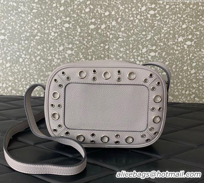 Famous Brand Valentino Nellcote Crossbody Bag in Grainy Calfskin with Ball Studs 6207 Grey 2025